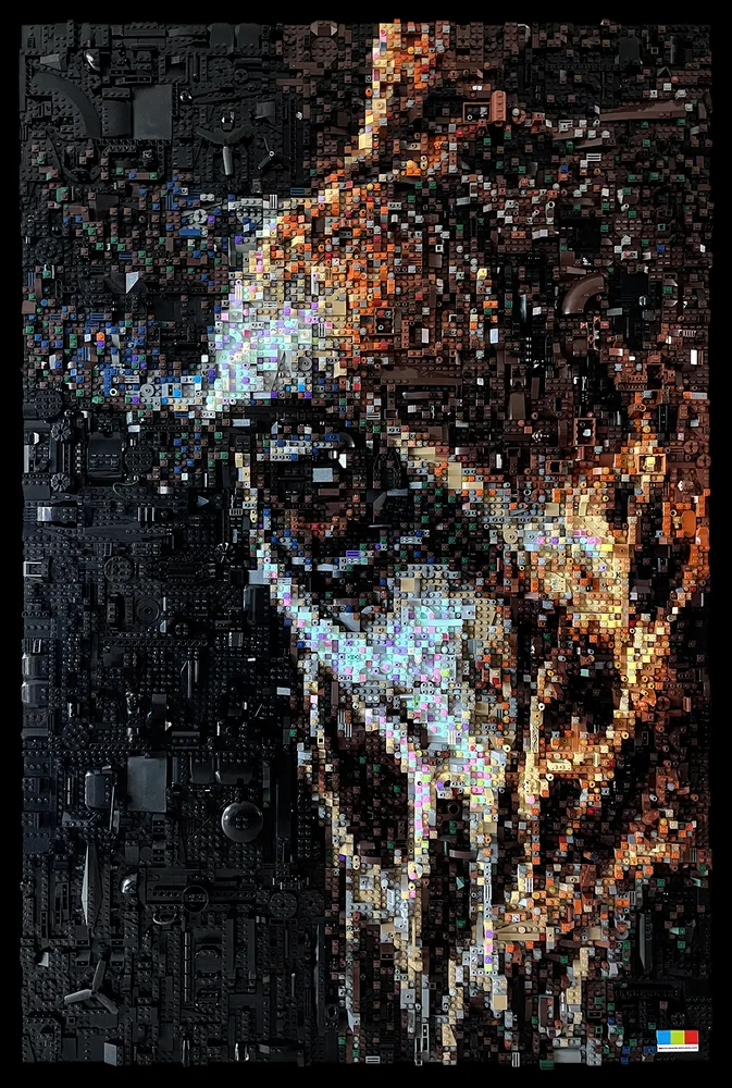 Giraffe LEGO pixel art by French artist Grégory