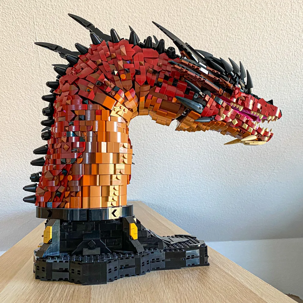 The Fire Dragon Bust LEGO MOC by German artist Lukas Koch 