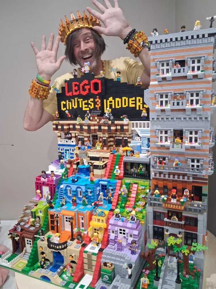 LEGO Chutes & Ladders with Dice Tower - MOC by artist Michael Dimitri Sammann 