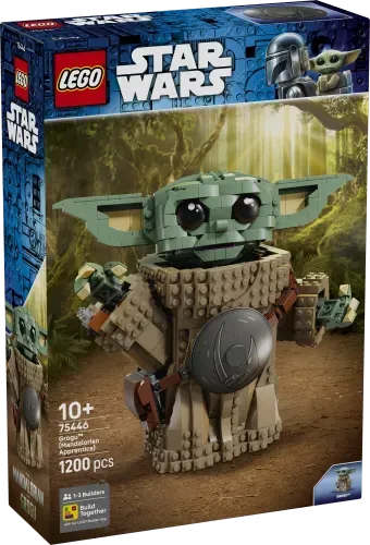 Front view of the LEGO Star Wars Grogu (Mandalorian Apprentice) 75446 box, showing the brick-built Grogu figure against a forest background, with LEGO and Star Wars branding at the top.