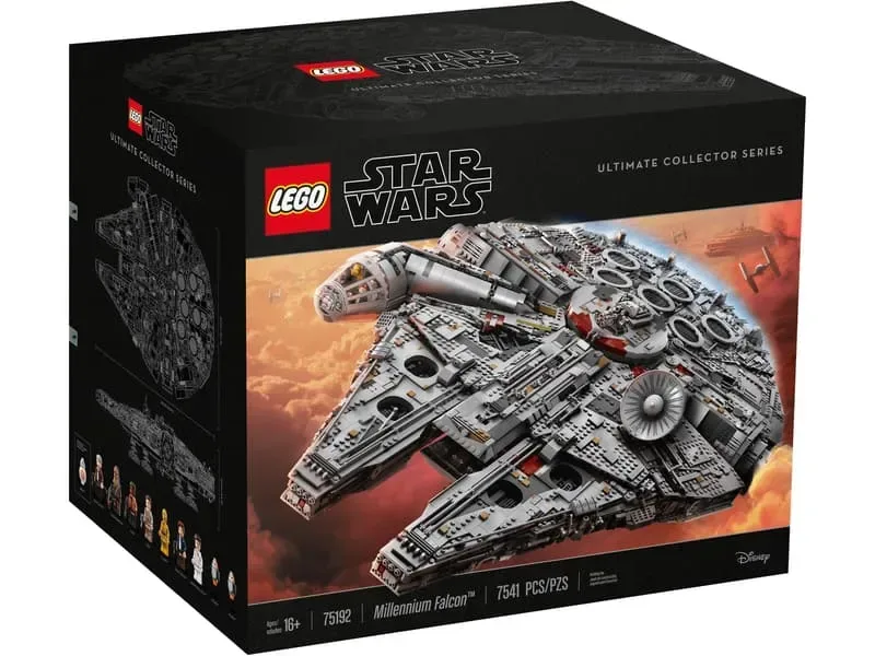 Lego Millennium Falcon UCS 75192 Ultimate Collector Series box featuring the detailed model.