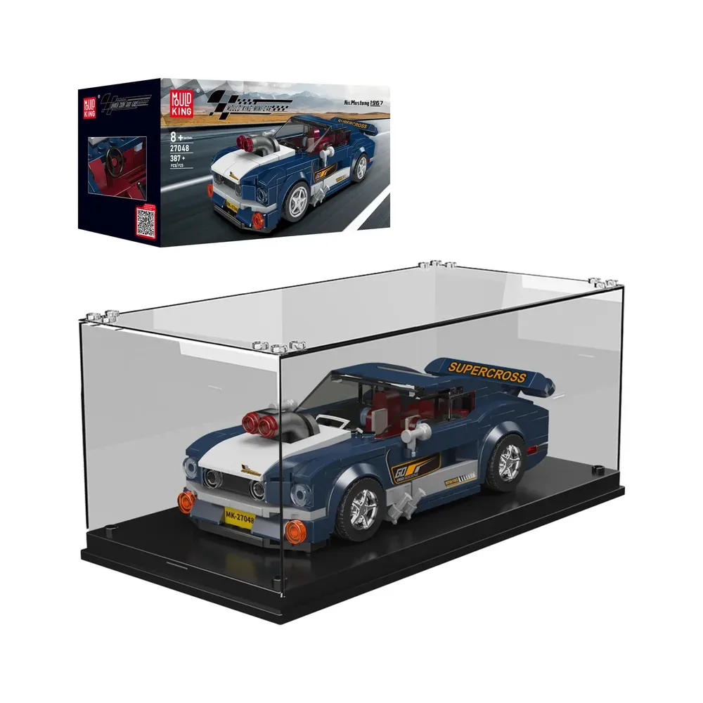 Mould King Mustang 1967 Car Model 27048 in display case with retail box.