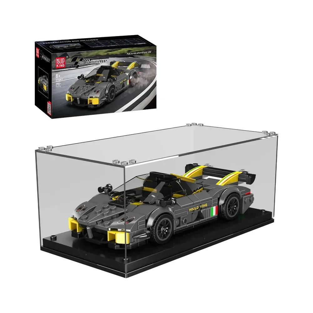 Mould King Huayra R Supercar 27092 with display case and original packaging box.