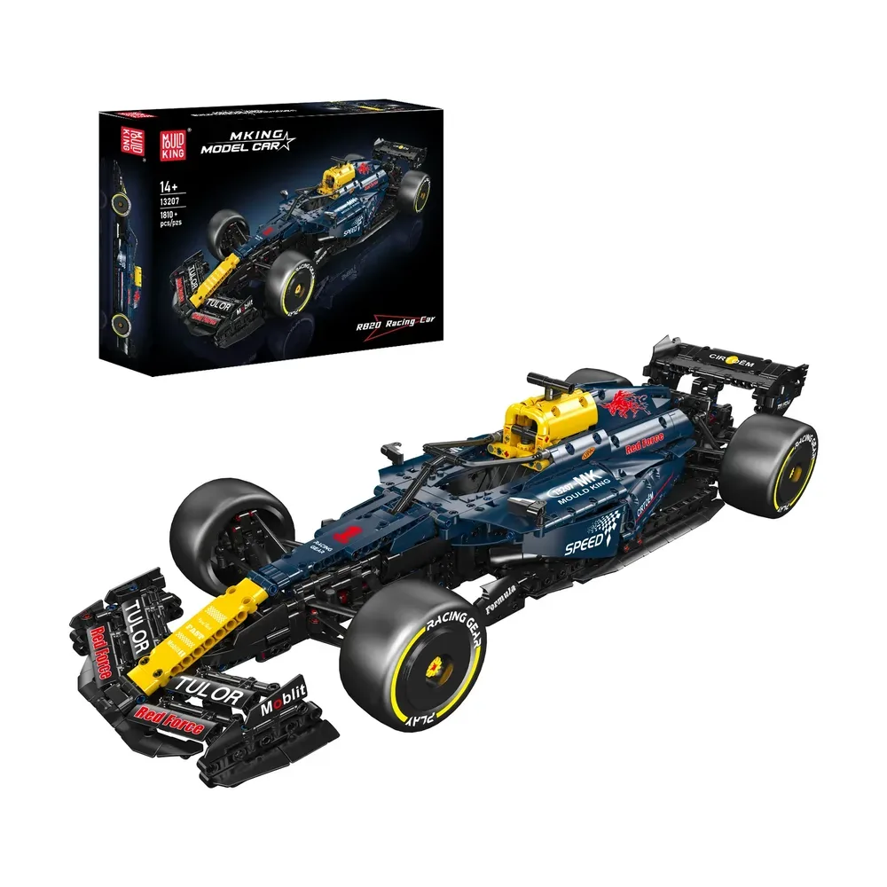 Mould King RB20 Racing Car Model 13207 with its retail box against a white background.