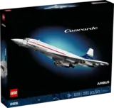 Lego Concorde 10318-1 box art with plane in flight.