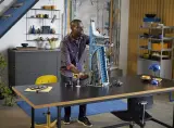 Man with Avengers Tower.
