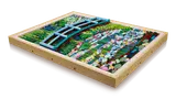 Angled view of the assembled LEGO Monet art.