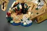 Close-up of LEGO Triceratops display base details.