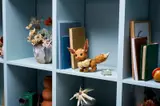 LEGO Eevee on a shelf.