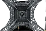 Upward view inside LEGO Eiffel Tower.