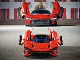 Real and Lego Ferrari Daytona SP3 with open butterfly doors.
