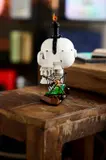 Skull on wooden table, rear view