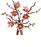 Assembled LEGO Magnolia Branches.