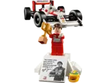 Ayrton Senna Lego minifigure with trophy.