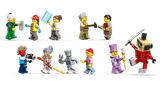 Lineup of ten Ninjago minifigures.
