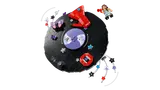 Vinyl with spinning stars action.