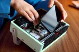 Smartphone in radio compartment.