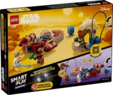 LEGO Star Wars Luke's Landspeeder 75420 box back, showing interactive features.