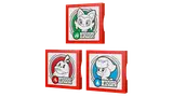 LEGO Pokémon figures in dynamic battle pose with wheel.