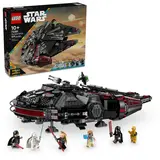 Lego Dark Falcon 75389 box front with ship and minifigures.