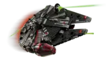Lego Dark Falcon 75389 in flight with laser effects.