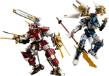 Assembled LEGO Ninjago Twin Titan Mechs.