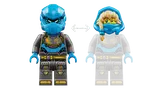Blue LEGO Ninjago minifigure with and without helmet.
