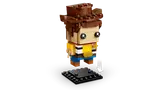 Close-up of LEGO BrickHeadz Woody on his base.