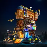 Lumibricks L9103 mobile lab glowing at night.