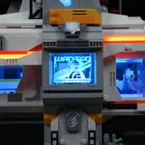 Close-up of illuminated 'WANTED' screen.