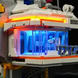 Close-up of illuminated modular housing.