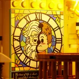 Interior illuminated clock art panel.