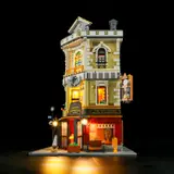 Illuminated clock and display windows.