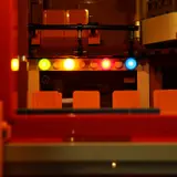 Theatre stage with multi-colored lights.