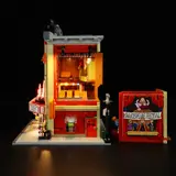 Theatre backstage and stage with lights.