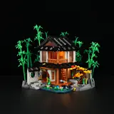 Illuminated Retro House at night.