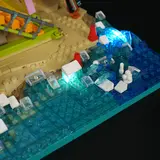 Illuminated trans-clear and trans-blue water.