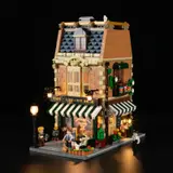 Lumibricks F9031 building illuminated at night.
