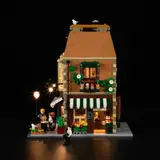 Lumibricks F9031 building, side view at night.