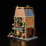 Lumibricks F9031 building, rear side at night.