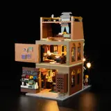 Lumibricks F9031 building exploded view, lit interiors.