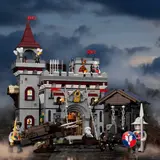 Castle Armory 12011 set with minifigures and siege equipment.