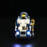 Front view, truck lights on.