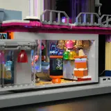 Illuminated retail bay interior.