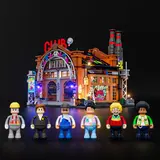 F9068 minifigures with illuminated building.