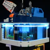 Blue-lit upper command hub detail.