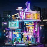 Glowing city model with background.