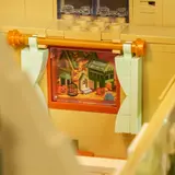 Interior window with printed artwork.