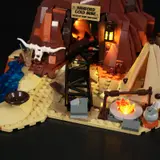 Campfire and tracks.