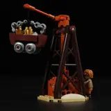 Crane and mine cart.